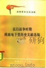 湖南革命史料选辑  抗日战争时期湖南地下党历史文献选编（ PDF版）
