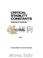 CRITICAL STABILITY CONSTANTS VOL 2 1975 PDF电子版封面 ROBERT M.SMITH