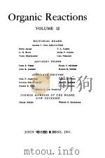 ORGANIC REACTIONS VOL 12（1962 PDF版）