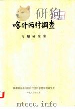 喀什两村调查 专题研究集 1984 PDF电子版封面
