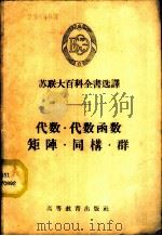 代数·代数函数·矩阵·同构·群 1959 PDF电子版封面 13010·572 (苏)马力茨夫,А.И.著;邓应生译