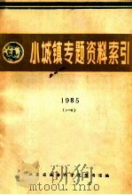 小城镇专题资料索引  1985  1-6   1985  PDF电子版封面    江苏省社会科学院图书馆编 