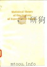 Statistical Theory of the Analysis of Experimintal Designs PDF电子版封面