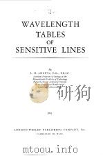 Wavelength Tables of Sensitive Lines 1954 PDF电子版封面