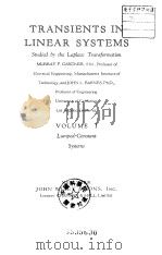 TRANSIENTS IN LINEAR SYSTEMS Studied by the Laplace Transformation PDF电子版封面