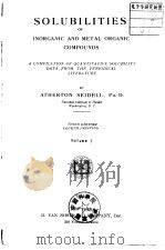 Solubilities of Inorganic and Metal organic Compounds Vol. Seidell（ PDF版）