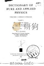 DICTIONARY OF PURE AND APPLIED PHYSICS     PDF电子版封面     