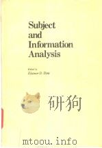 Subject and Information Analysis PDF电子版封面
