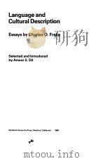 Language and Cultural Description PDF电子版封面