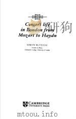 CONCERT LIFE IN LONDON FROM MOZART TO HAYDN PDF电子版封面 0521413532