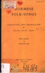 BURMESE FOLK-SONGS PDF电子版封面