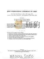 JOINT INTERNATIONAL CONFERENCE ON CREEP VOLUME 1 PDF电子版封面