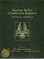 AMERICAN SOCIETY OF LUBRICATION ENGINEERS PDF电子版封面