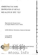 NONDESTRUCTIVE RAPID DENTIFICATION OF METALS AND ALLOYS BY SPOT TEST PDF电子版封面