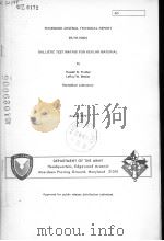 BALLISTIC TEST MATRIX FOR KEVLAR MATERIAL     PDF电子版封面    RUSSELL N.PRATHER 