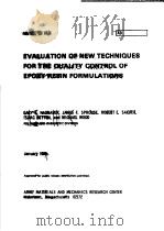 EVALUATION OF NEW TECHNIQUES FOR THE OUALITY CONTROL OF EPOXY RESIN FORMULATIONS PDF电子版封面