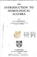 AN INTRODUCTION TO HOMOLOGICAL ALGEBRA PDF电子版封面 D·G·NORTHCOTT
