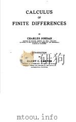 CALCULUS OF FINITE DIFFERENCES PDF电子版封面 CHARLES JORDAN