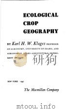 ECOLOGICAL CROP GEOGRAPHY PDF电子版封面 DARL H·W·DLAGES
