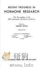 RECENT PROGRESS IN HORMONE RESEARCH VOLUME ⅩⅤⅢ PDF电子版封面