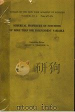 NUMERICAL PROPERTIES OF FUNCTIONS OF MORE THAN ONE INDEPENDENT VARIABLE PDF电子版封面 C·THACHER