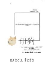 HIGH TEMPERATURE PRESSURE TRANSMITTER EVALUATION     PDF电子版封面    W.R.MILLER 