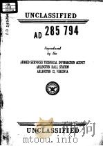 ARMED SERVICES TECHNICAL INFORMATION AGENCY ARLINGTON HALL STATION ARLINGTON 12 VIRGINIA AD 285 794 PDF电子版封面