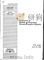 COMPARISON OF METHODS OF INTEGRATING THERMAL TRANSPORT EQUATION     PDF电子版封面     