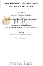 CIBA FOUNDATION COLLOQUIA ON ENDOCRINOLOGY VOLⅣ PDF电子版封面 G·E·W·WOLSTENHOLME