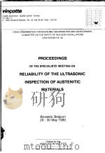 PROCEEDINGS OF THE SPECIALISTS'MEETING ON RELIABILITY OF THE ULTRASONIC INSPECTION OF AUSTENITI PDF电子版封面