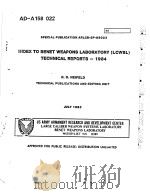 INDEX TO BENET WEAPONS LABORATORY (LCWSL) TECHNICAL REPORTS-1984 1985 PDF电子版封面 R.D.NEIFELD