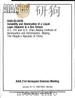 INSTABILITY AND ATOMIZATION OF A LIQUID LAYER ADJACENT TO A GAS STREAM PDF电子版封面