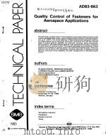 QUALITY CONTROL OF FASTENERS FOR AEROSPACE APPLICATIONS PDF电子版封面