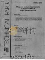 MACHINE VISION APPLICATIONS IN PRESSED METAL PARTS MANUFACTURE PDF电子版封面
