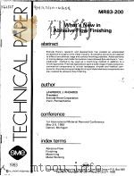 TECHNICAL PAPER MR83-200 WHAT'S NEW IN ABRASIVE FLOW FINISHING PDF电子版封面