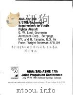 AIAA-81-1360 V/STOL TECHNOLOGY REQUIREMENTS FOR FUTURE FIGHTER AIRCRAFT     PDF电子版封面     