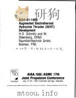 AIAA-81-1409 AUGMENTED ELECTROTHERMAL HYDRAZINE THRUSTER(AEHT)DEVELOPMENT PDF电子版封面