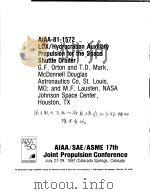 AIAA-81-1572 LOX/HYDROCRABON AUXILIARY PROPULSION FOR THE SPACE SHUTTLE ORBITER PDF电子版封面