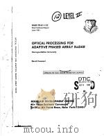 OPTICAL PROCESSING FOR ADAPTIVE PHASED ARRAY RADAR PDF电子版封面