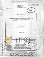 PROPULSION SYSTEM TECHNOLOGY FOR MILITARY LAND VEHICLES PDF电子版封面 DONALD M.DIX FREDERICK R.RIDD