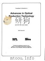 ADVANCES IN OPTICAL PRODUCTION TECHNOLOGY VOLUME 163 PDF电子版封面