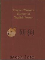 THOMAS WARTON'S HISTORY OF ENGLISH POETRY VOLUME 1 1998 PDF电子版封面 0415148715 DAVID FAIRER
