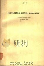 NONLINEAR SYSTEM ANALYSIS PDF电子版封面