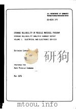 STORAGE RELIABILITY OF MISSILE MATERIEL PROGRAM STORAGE RELIABILITY ANALYSIS SUMMARY REPORT  VOLUME     PDF电子版封面     