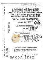 A SUMMARY AND EVALUATION OF AQUATIO ENVIRONMENTAL DATA IN RELATION TO ESTABLISHING WATER QUALITY CRI PDF电子版封面