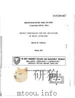 IMPACT THRESHOLDS FOR THE INITIATION OF METAL SPARKING PDF电子版封面 WARREN W.HILLSTROM