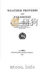 WEATHER PROVERBS AND PARADOXES PDF电子版封面 W.J.HUMPHREYS
