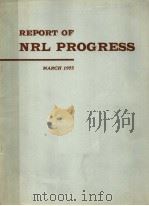 REPORT OF NRL PROGRESS MARCH 1975 PDF电子版封面