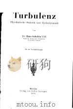 TURBULENZ PHYSIKALISCHE STATISTIK UND HYDRODYNAMIK 1935 PDF电子版封面