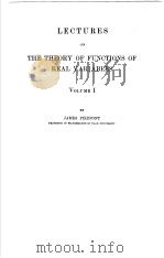 LECTURES ON THE THEORY OF FUNCTIONS OF REAL VARIABLES VOLUME 1 PDF电子版封面